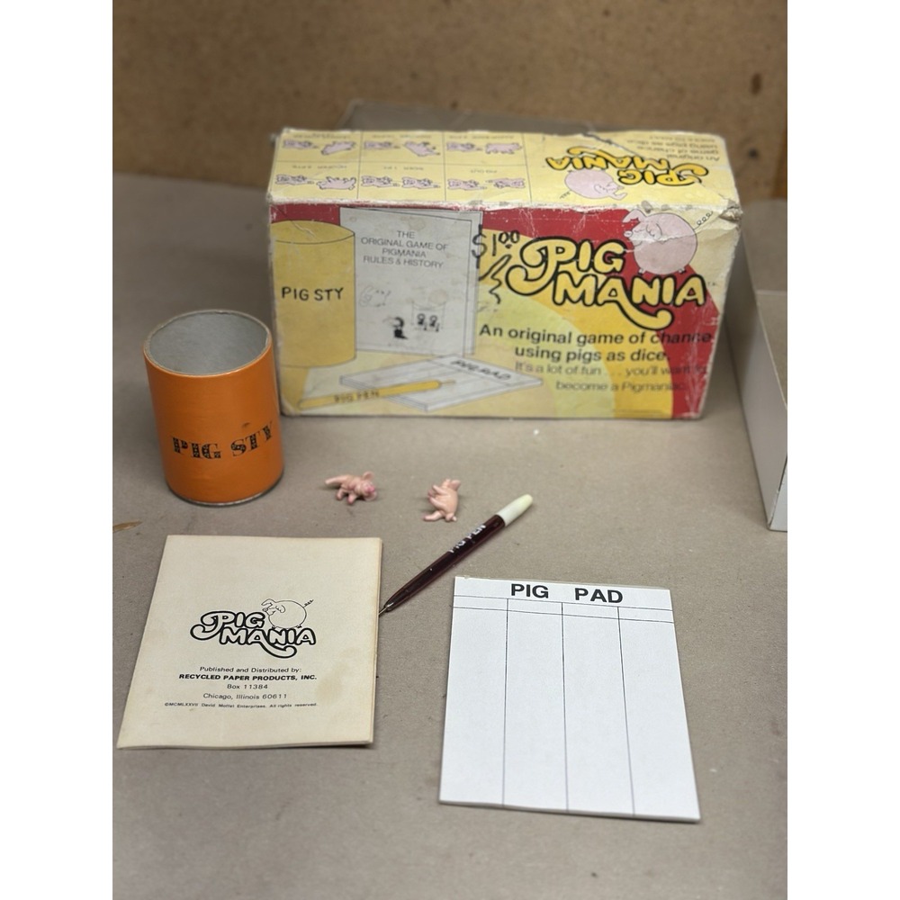 Vintage Pig Mania Game Rare Original Complete 1977 w/ Instructions and Pen